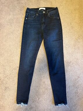 Kan Kan Dark Blue Skinny Jeans with Distressed Ankle Detail